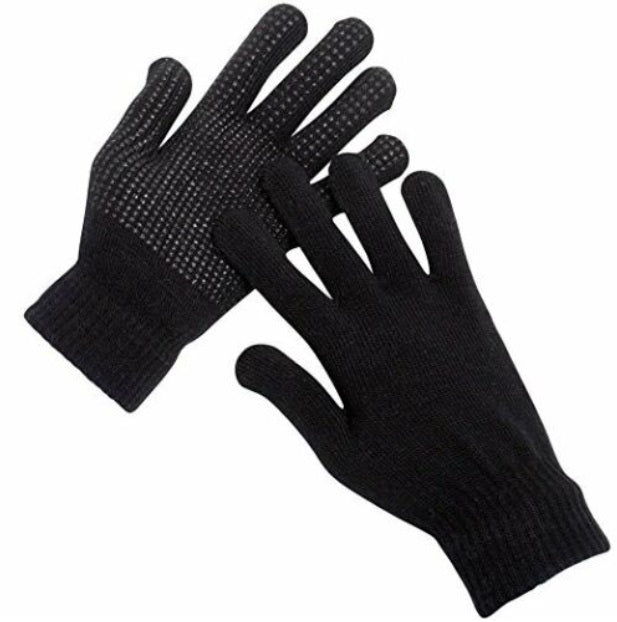 Adult's Handy One Size Gripper Gloves - Black 12 Pair Pack