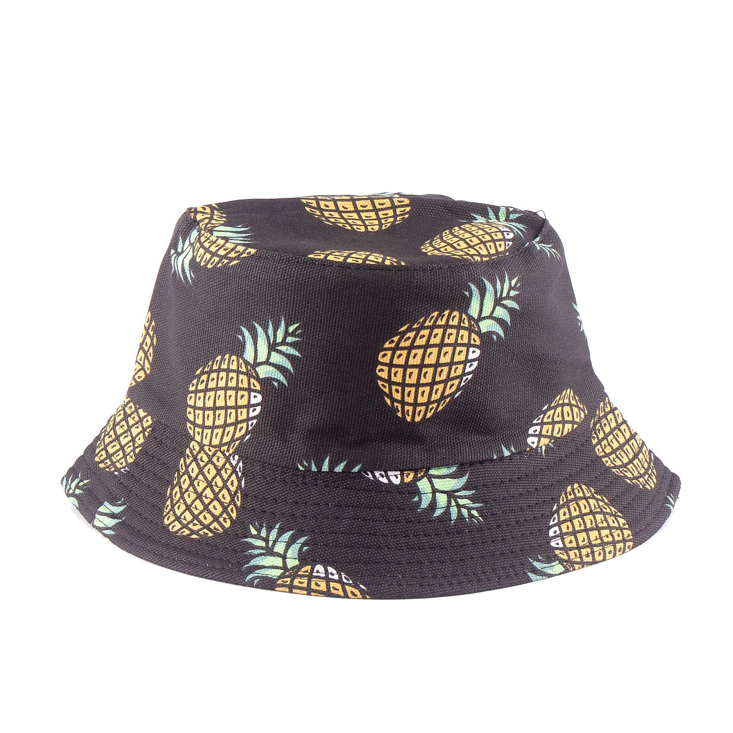 Unisex Adult Reversible Bucket Hat - Pineapple Pattern Black