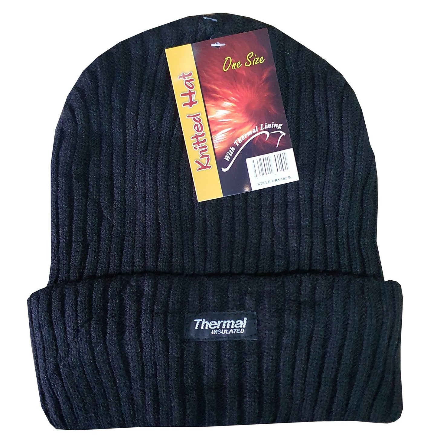 Knitted Thermal Beanie Hat - Black 12 Piece Pack