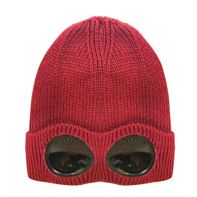 Thermal Goggle Ribbed Beanie Hat - Red