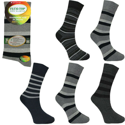 Men's FLEXI-TOP Non Elasticated Socks Stripe