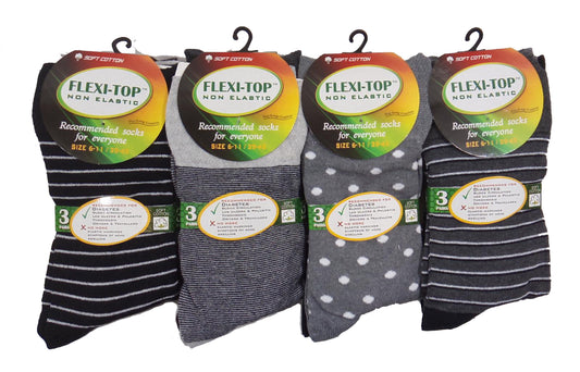 Men's FLEXI-TOP Non Elasticated Socks Stripes & Spots