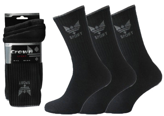 Men's Crown Cotton Sports Socks Black