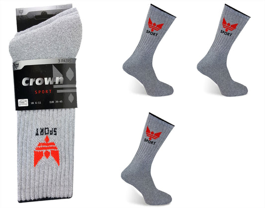 Men's Crown Cotton Sports Socks Grey